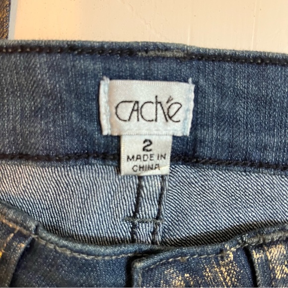 Cache’ Vintage Gold Painted Bootcut Jeans - Size 2 - Picture 9 of 10